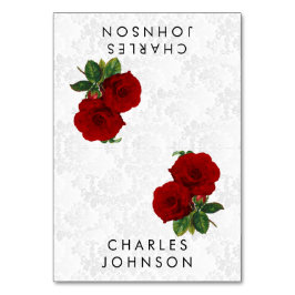 Deep Röd ros Blommigt Bröllop | Plattskort Bordsnummer