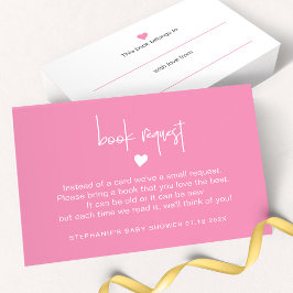 Deep Rosa Bok Request Biljett for Flicka Shower Anteckningskort