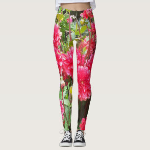 Deep Rosa Dahlias Leggings