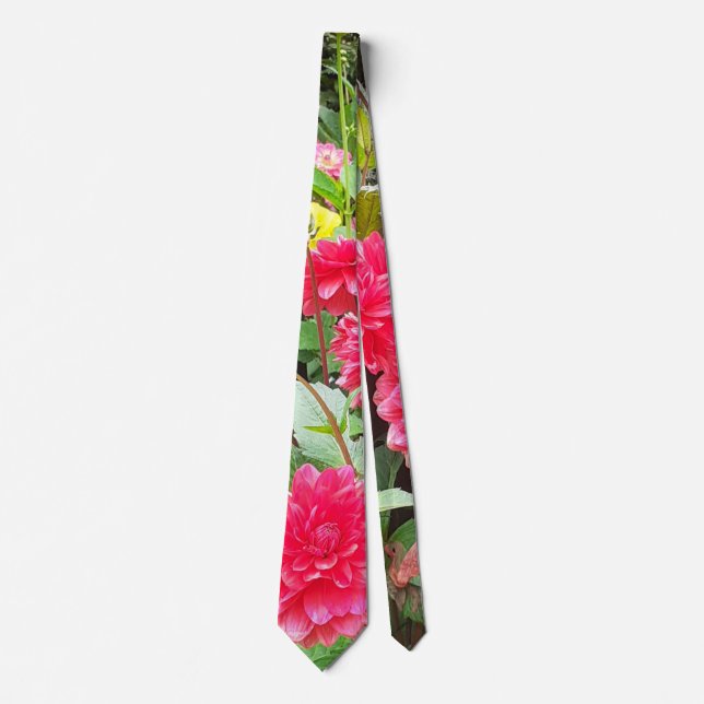Deep Rosa Dahlias Neck Tie Slips (Framsida)