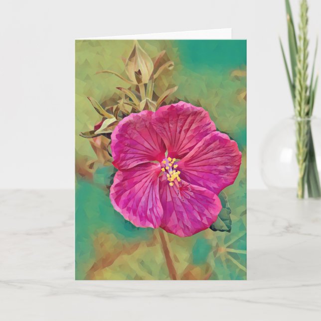 Deep Rosa Flower Art Card Kort (Framsida)