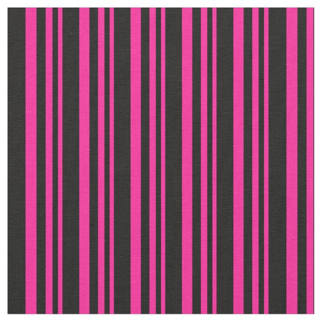 Deep Rosa och svart Linjer Tyg (Närbild)