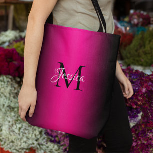 Deep Rosa och svart Ombre Elegant Monogram Tygkasse