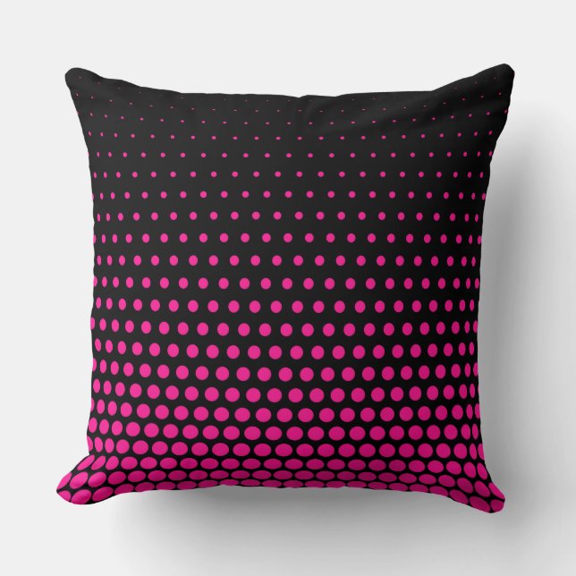 Deep Rosa Polka Dot Modern Black Kudde (Framsida)