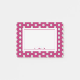 Deep Rosa Polka Dot Namn-mall Post-it Block