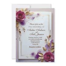 Deep rosa ros guld löv guld ram bröllop