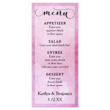 Deep Rosa Watercolor & Mandala Bröllop Menu