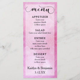 Deep Rosa Watercolor & Mandala Bröllop Menu Meny
