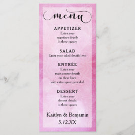Deep Rosa Watercolor & Mandala Bröllop Menu Meny