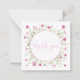 Deep Rosa Wildblomme Personlig Tack Anteckningskort