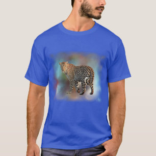 Deep Royal Blue Leopard Modern Elegant Template T Shirt