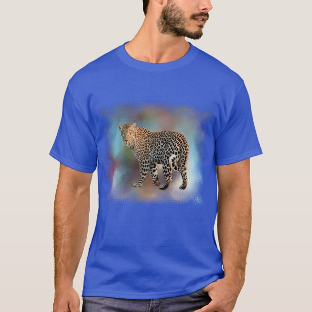 Deep Royal Blue Leopard Modern Elegant Template T Shirt (Framsida)