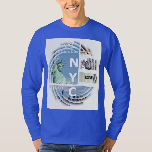 Deep Royal Blue Modern Nyc New York City Brooklyn T Shirt (Framsida)