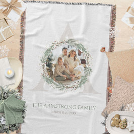 Deep Sage Wreath Monogram Photo Family Keepsake Filt