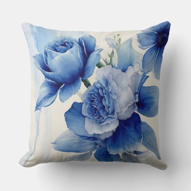 Deep Sapphire Blue Watercolor Kudde (Framsida)