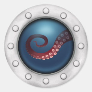 Deep Sea Creator Frakt Porthole Steampunk Octopus Runt Klistermärke
