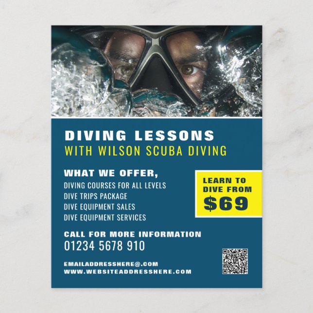 Deep Sea Diver, Dyka Lesson Advertising Flygblad (Framsidan)