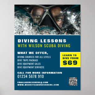 Deep Sea Diver, Dyka Lesson Advertising Poster