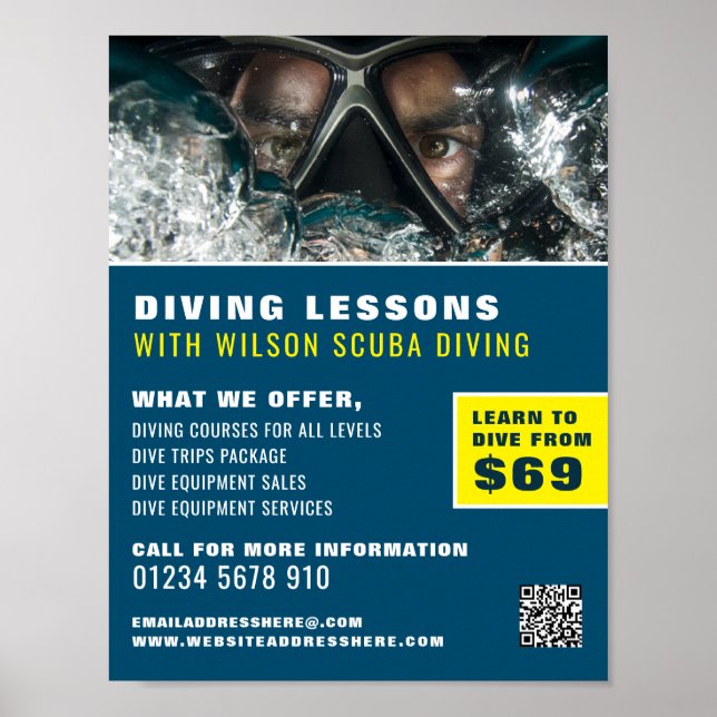 Deep Sea Diver, Dyka Lesson Advertising Poster (Framsidan)
