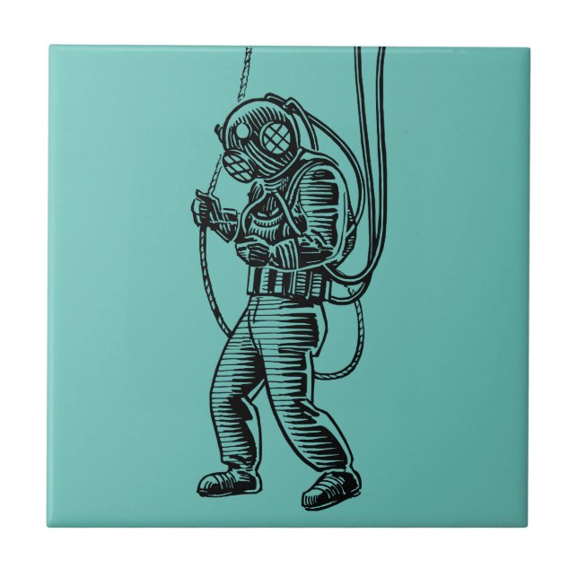 Deep Sea Diver - Vintage Charm Kakelplatta (Framsidan)
