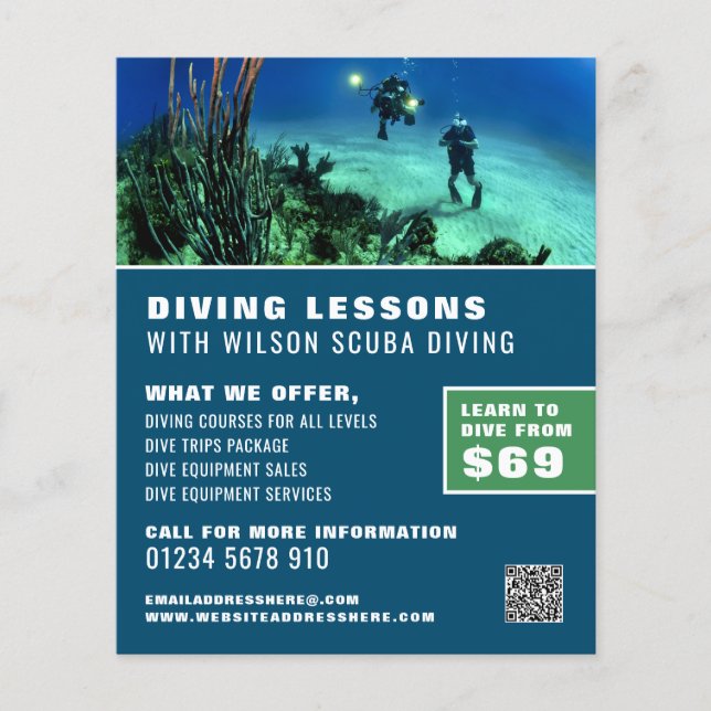 Deep Sea Divers, Dyka Lesson Advertising Flygblad (Framsidan)