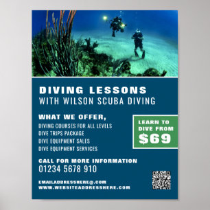 Deep Sea Divers, Dyka Lesson Advertising Poster