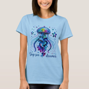 Deep Sea Dreamer Jellyfish Blue Art T Shirt