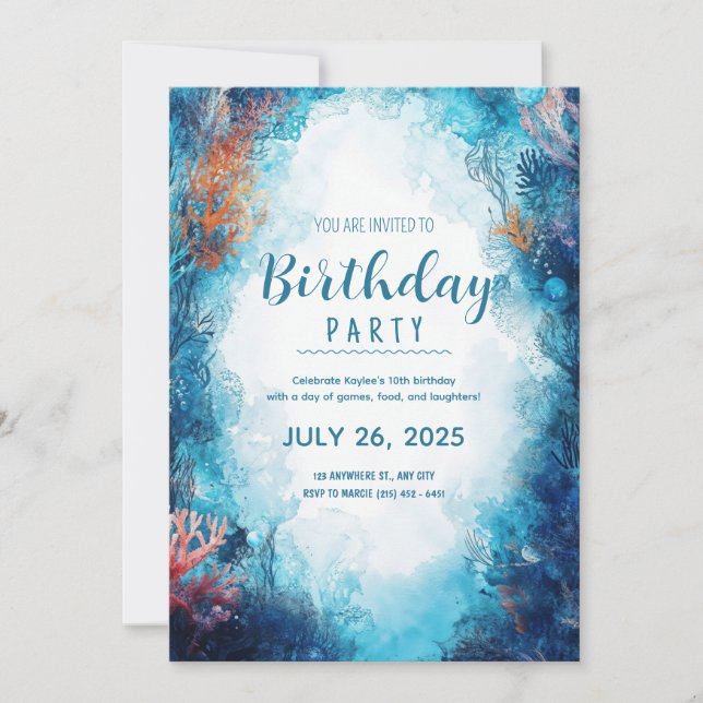 Deep Sea Dreams Birthday-inbjudan Inbjudningar (Framsida)