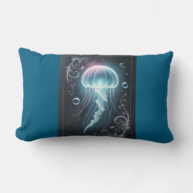 "Deep Sea Elegance: Jellyfish Glow Design" Lumbarkudde (Framsida)