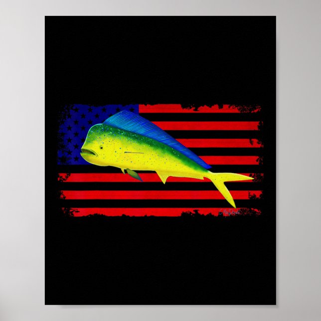 Deep Sea Fishing Mahi Mahi America July 4th  Poster (Framsidan)