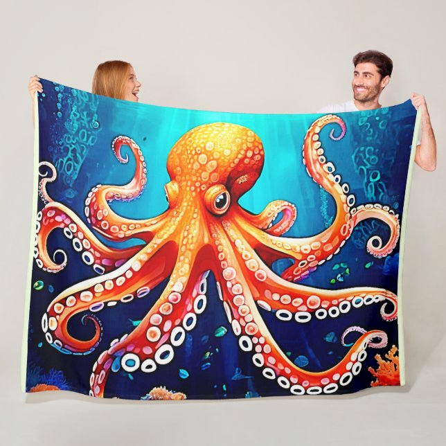 Deep Sea Octopus Glow Design Fleecefilt (På plats)