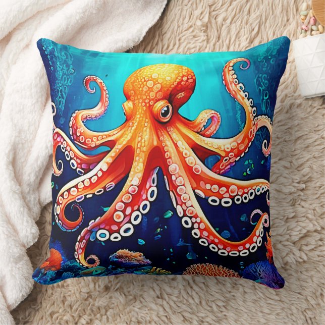 Deep Sea Octopus Glow Design Kudde (Filt)