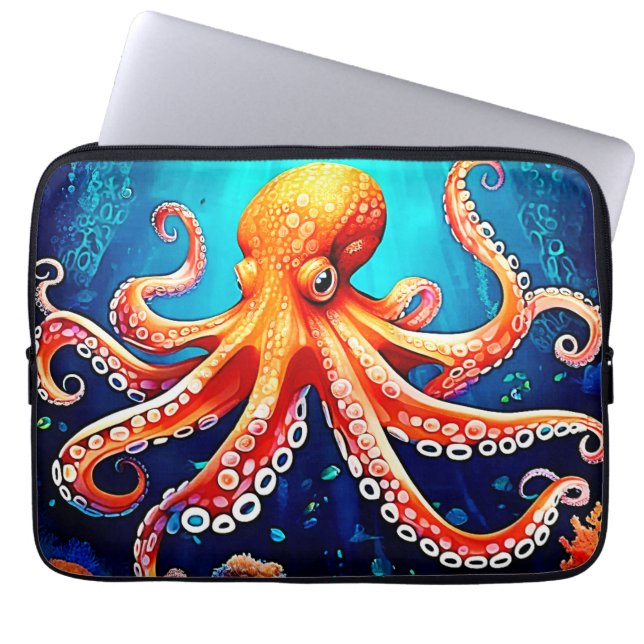 Deep Sea Octopus Glow Design Laptop Fodral (Framsidan)