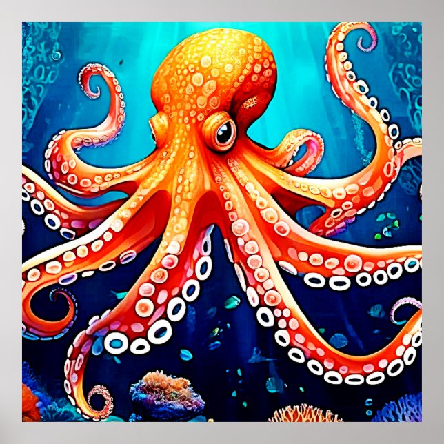 Deep Sea Octopus Glow Design Poster (Framsidan)