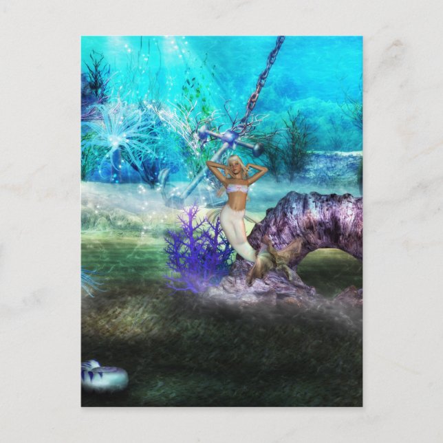 Deep Sea Sjöjungfru Vykort (Framsida)