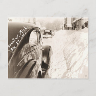 Deep Snö Old Vintage bil vykort