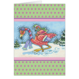 DEEP SNÖ ROSA FLAMINGO, CHRISTMAS GREETING CARD V HÄLSNINGSKORT