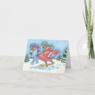 DEEP SNÖ ROSA FLAMINGOS JULHÄLSNINGAR KORT