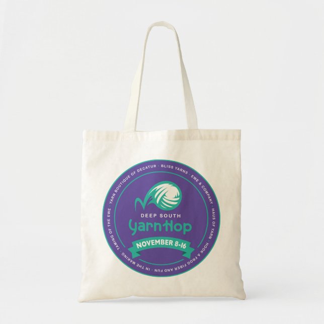 Deep South Yarn Hop 2019-handväskan Tygkasse (Framsidan)