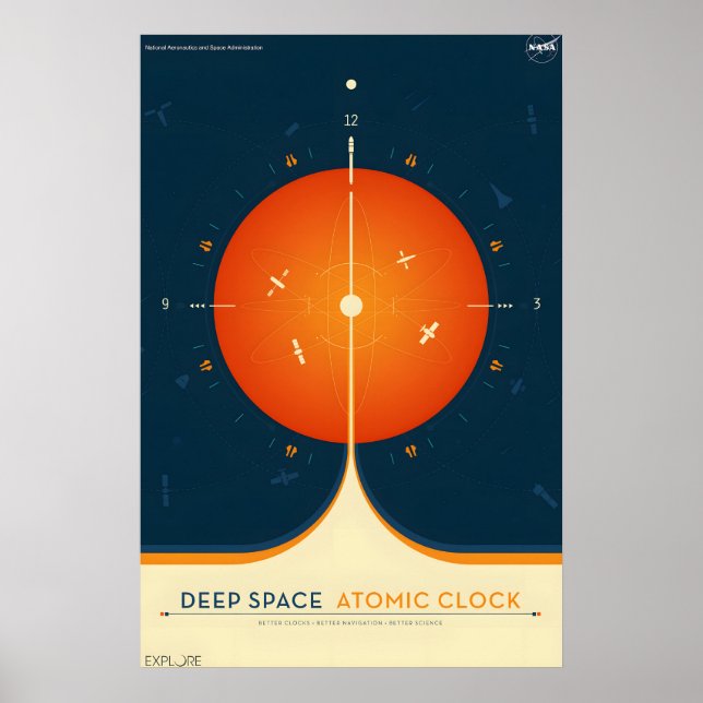 Deep Space Atomic Clock - NASA Retro Style Resa Poster (Framsidan)