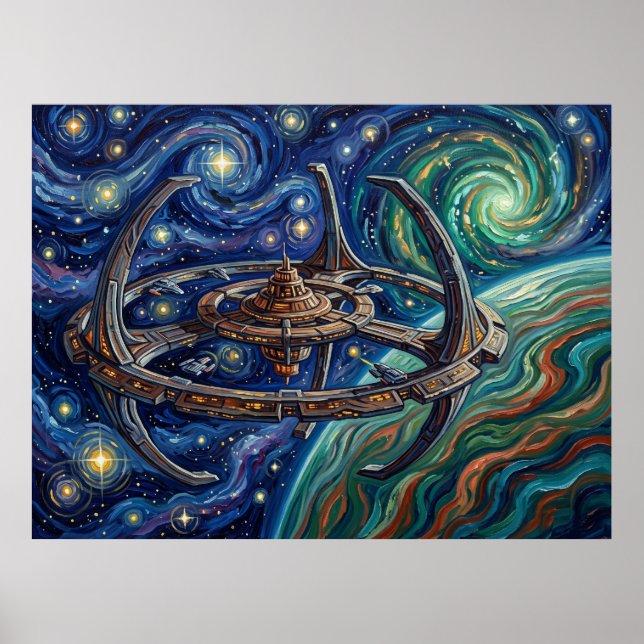 Deep Space Nine Stjärnklar Natt Science Fiction-la Poster (Framsidan)