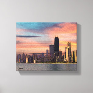 Deep Sunset Chicago Canvastryck