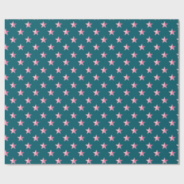 Deep Teal Blue Rosa Stars Presentpapper