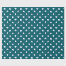 Deep Teal Blue Silver Stars Presentpapper