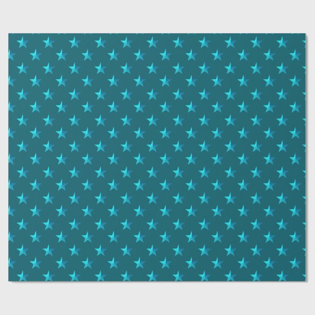 Deep Teal Blue Stars Presentpapper (Platt)