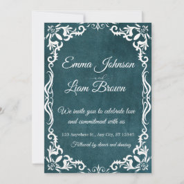 Deep Teal Blue Talavera Mexican Wedding Invitation Inbjudningar