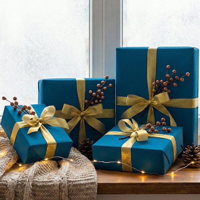 Deep Teal Blue Wrapping Papper Elegant Solid Färg Presentpapper (Skapare uppladdad)