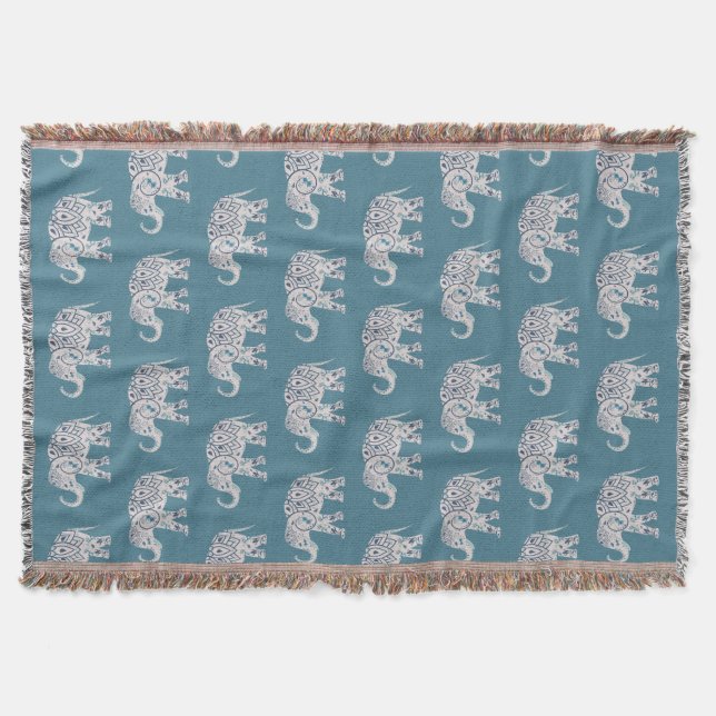 Deep Teal Elephant Throw Filt (Framsidan)