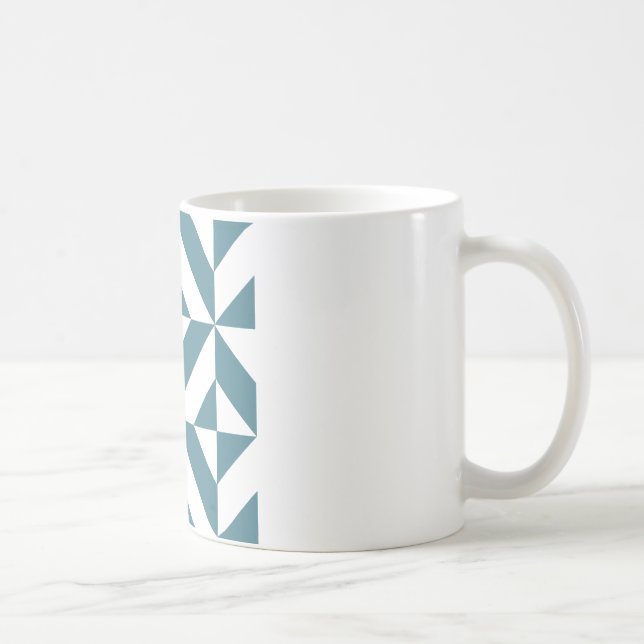 Deep Teal Grönt Geometric Deco Cube Mönster Kaffemugg (Höger)