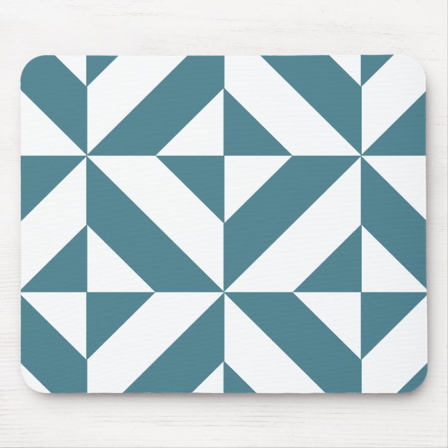 Deep Teal Grönt Geometric Deco Cube Mönster Musmatta (Framsidan)